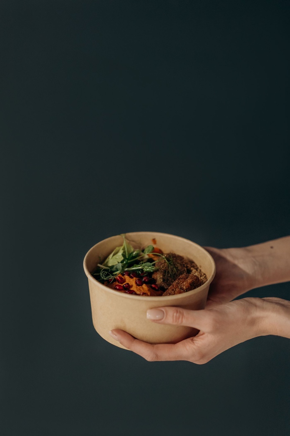 Hands offering a bowl of warm food